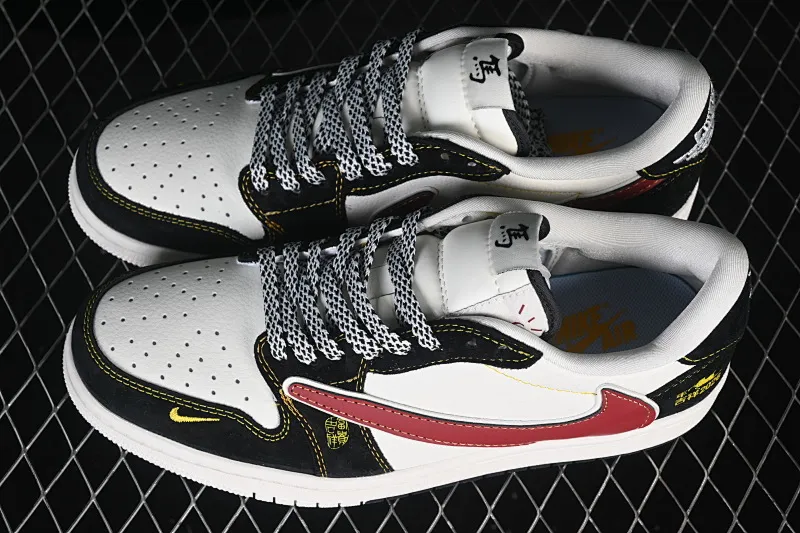 All categories Air Jordan Jordan series basketball shoes Air Jordan 1 Low High-end customized low-top sneakers Air Jordan 1 Low AJ1 Joe 1 Year of the Horse black and red Lucky and treasure High-end customized low-top retro basketball shoes JW1188-181